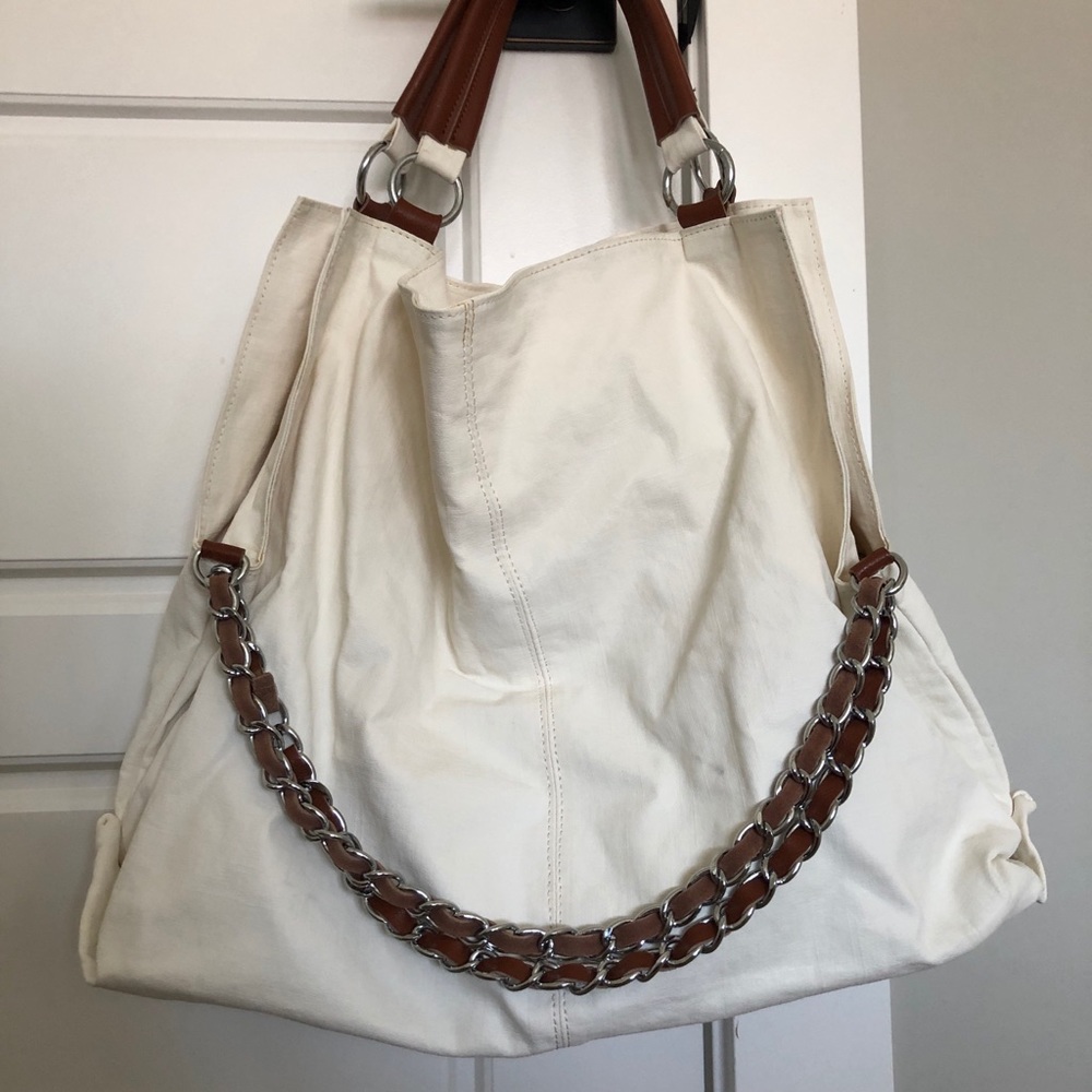 Waterproof white canvas tote bag